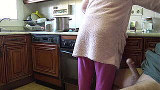 Indian bhabhi drinks my jizz flow later flashing my Giant schlong in her kitchen!!!