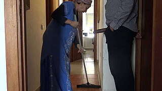 A Muslim cleaning maid is disturbed when that babe sees his vast darksome ramrod