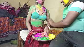 Premier hour Indian carnival holi revel on with neaughbour wife