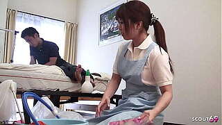 Impudent Lass Man tricked Chiken Maid to Creampie Fuck at uncensored JAV Porn
