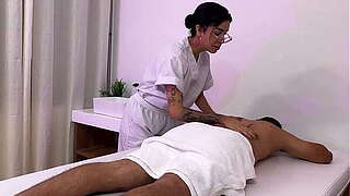 Venezuelan masseuse enjoys her client and gives him the massage of his existence