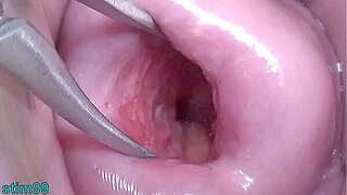 Japanese Wife Disclose Cervix Extended to see internal Uterus