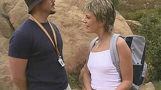 Golden-haired milf mommy outdoors fucking