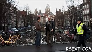 Slender slut rocks a difficult pole