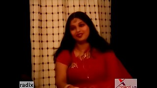 chunky grease indian aunty in red sari