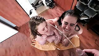 Asking my stepsister if her lover feel up to give us double void urine facual cumshots