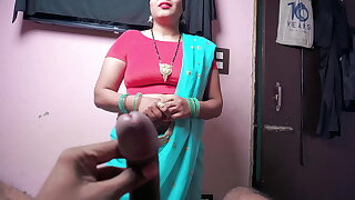Stepmother Disrobe in obverse of son and That babe gives Footjob and taking Cum in face hole in HINDI VOICE.