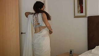 Indian Maiden Jasmine Mathur In White Indian Sari