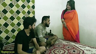 Indian hot xxx triumvirate sex! Malkin aunty with an increment of three young manhood hot sex! conspicuous hindi audio