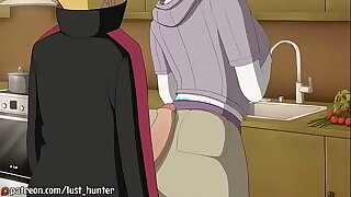 Boruto ver a Hinata lavando as A lou&ccedil_as e aproveita para por o pau nas costa dela.