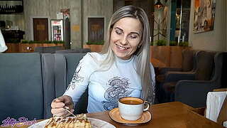 Long run Controlled Sex-toy In Populous Coffee house - Letty Darksome