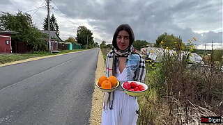 I asked Farmer young lady to show whence this babe grows wet fruits and vegetables...